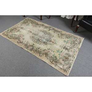 พรมขนสัตว์สีชมพูสีเบจคลาสสิกขนาด3.7x6.5ฟุตงานเย็บปะสไตล์ตุรกีสำหรับห้องนั่งเล่นห้องนอนสำหรับวัยรุ่นที่มีแผ่นยางรอง - Product Image 4