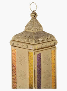 Portavelas Decorativo de Metal Marroquí, Hexagonal, Hecho a Mano, de Cristal Colorido Dorado, para Colgar o de Pie, Navidad 2026 - Product Image 3