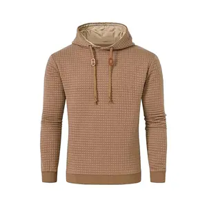 Sweat à capuche en polaire pour hommes Sweat à capuche zippé uni Fitness Sweat à capuche de sport léger Pull tricoté Jersey en tissu imprimé