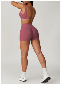 Wholesale OEM Clothing Active Wear Yoga Bra <b>and</b> <b>Shorts</b> <b>Set</b> Tight Fitting <b>Short</b> <b>Top</b> Casual Fitness Trousers Suit Yoga <b>Sets</b> - Product Image 3