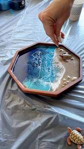 Bandeja de servicio de epoxi de resina hecha a mano, artículos esenciales de cocina únicos para el hogar, restaurante, Hotel, bandejas decorativas para servir - Product Image 3