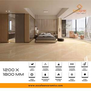 Azulejos de porcelana Losas de gran tamaño 1200x1800mm 120x180 cm Acabado brillante Azulejos vitrificados de la mejor calidad Exportador India Diseño moderno - Product Image 5