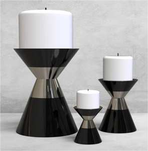 Support de bougie en métal moderne noir et or pour bougies pilier, vente en gros, fabricant. - Product Image 2