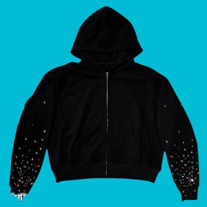 2025 OEM personalizado viaje cordón Unisex de gran tamaño lavado ácido mujeres hombres sudaderas con capucha de diamantes de imitación - Product Image 6