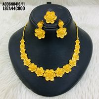 Ensemble collier et pendentif classique en laiton plaqué or, motif fleur, chaîne maille forçat, pour femme