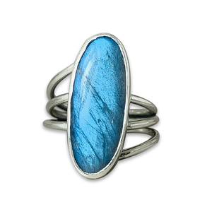 Anillo de piedras preciosas de labradita de Plata de Ley 925 hecho a mano, joyería de boda de tendencia vintage a precio mayorista - Product Image 1