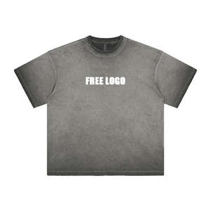 Wholesale Custom <b>Men's</b> <b>Cropped</b> Boxy Acid Wash 100% Cotton Heavyweight Washed Vintage Blank <b>T</b>-<b>shirt</b> For <b>Men</b> - Product Image 1