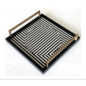 Bandeja de Resina Estilo Americano con Asa de Acero, Diseño Novedoso, Bandeja para Servir Té con Incrustaciones de Resina, Artículos para el Hogar, Bandeja de Almacenamiento con Logotipo Personalizado - Product Image 3