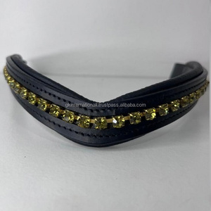 Banda de cuero con diseño personalizado para cejas, banda de piel acolchada con diseño vacío, con incrustaciones de cristales verdes de roble, mega banda ostentosa, precio al por mayor - Product Image 2