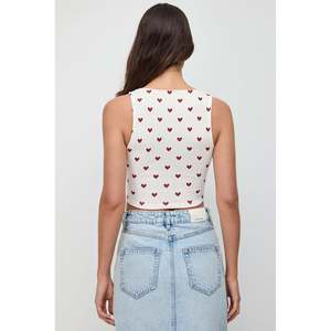 Camiseta Interior Casual y Elegante con Detalle de Corsé y Diseño con Logotipo Estampado en la Parte Delantera con Tirantes Gruesos - Product Image 5