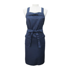 Custom Navy Ribbon Bib <b>Apron</b> Children's Cotton Canvas Kitchen & Wedding Accessory with Korean Style for Cleaning-TO-150 - Product Image 1