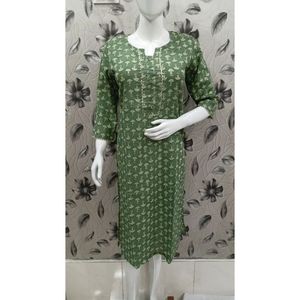 Ladies Jaipuri Cotton Floor-Length <b>Kurti</b> Elegant Trendy Office Lady Dress Breathable Feature ODM Supplied XS Size for Club Day - Product Image 4