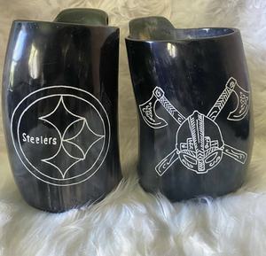 Taza de cuerno vikingo para beber de la mejor calidad, Taza de cerámica de ágata pulida única y elegante - Product Image 1