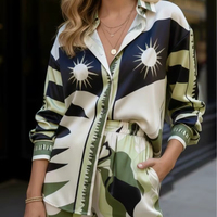 Conjunto de Blusa y Pantalones Estampados para Mujer Turca, Atuendo de Dos Piezas a la Moda