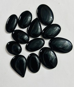 อัญมณีทรงหลังเบี้ยทรงลูกแพร์สีดำโอนิกซ์เรียบธรรมชาติคุณภาพหลวมปรับแต่งได้สำหรับการทำเครื่องประดับร้านค้าออนไลน์โดยตรงตอนนี้! - Product Image 3