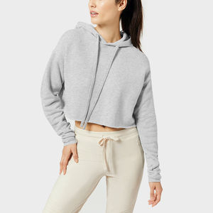 Haut court en molleton pour femmes de qualité supérieure sweats à capuche 100% coton impression personnalisée vêtements de rue d'hiver courts avec logo avant confortable et élégant - Product Image 1