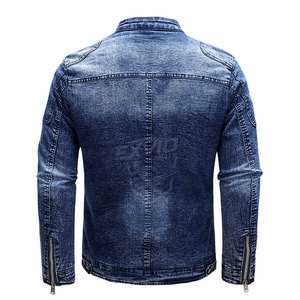 Veste en jean pour homme à col rabattu, design personnalisé avec logo, grande taille, streetwear d'extérieur, veste d'hiver pour homme - Product Image 2