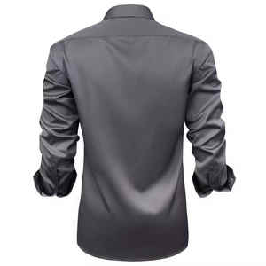 Camisa de vestir sólida de Otoño de franela para hombre con botones estampados de manga larga de secado rápido transpirable - Product Image 5