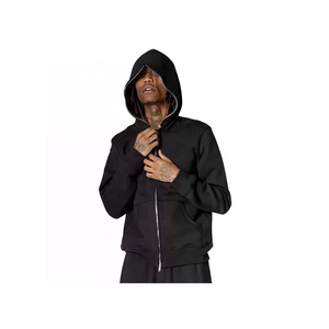 Meilleures ventes Arrivée hiver 2025 Sweat à capuche zippé intégral pour homme en polaire épaisse Mélange de coton Respirant 400g Doublure en strass - Product Image 5