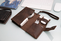 Estuche Organizador de Cables USB de Cuero, Lujoso, Moderno, Duradero, Impermeable, Resistente a Impactos, con Cierre de Hebilla, para Uso Diario, Personalizable