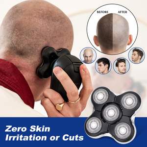 Paquete de 2 cabezales de repuesto para afeitadora eléctrica húmeda/seca, cuchilla de afeitar rotativa 3 en 1 de 5 cuchillas, lavable para uso facial - Product Image 1