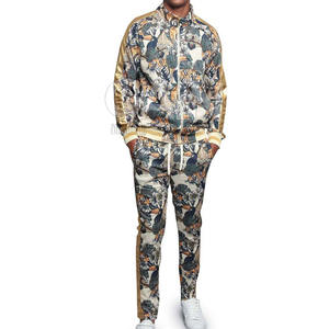 Chándal de sublimación de manga larga para hombre, precio barato, OEM, venta al por mayor, nuevo diseño, conjunto de chándal de sublimación a granel de algodón - Product Image 1