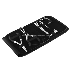 Kit d'outils pour extensions de cheveux en argent, aiguilles à coudre en acier inoxydable de type C, pinces à micro-perles, ciseaux, boucle de doigt, crochet pour cheveux - Product Image 1