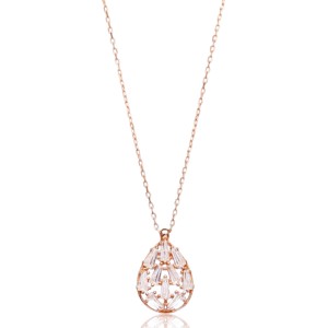 Pendentif Breloque Pierre Baguette Motif Poire, Bijoux Artisanaux Turcs en Argent Sterling 925, Vente en Gros - Product Image 1