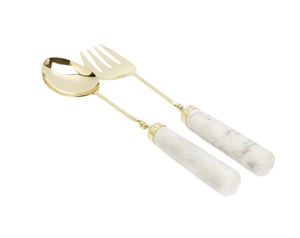 Ensemble serveur de salade élégant en acier inoxydable 18/8 doré poignée en résine PVD or outil de service de salade vaisselle meilleure qualité salade cuisine - Product Image 6