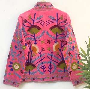 Handmade Velvet Embroidery Suzani Jacket Floral print <b>Beach</b> Wear Jacket Indian Wholesaeller Of Jacket Winter Jackets - Product Image 1