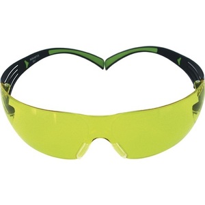 3M SecureFit SF400 Safety <b>Glasses</b> Yellow <b>Polycarbonate</b> Lens Black/Green Temples EN 166 & EN 170 - Product Image 1