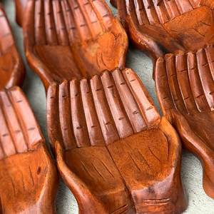 <b>Large</b> Wood Carved Praying Hand Shape <b>Bowl</b> - Product Image 4