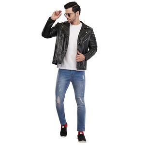 Vestes en cuir personnalisées Vestes de moto en cuir coupe-vent à la mode pour hommes Veste de motard en cuir de haute qualité Street Wear - Product Image 5