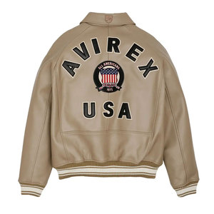100% haute qualité Design de mode hommes en cuir Avirex vestes personnalisable grande taille fermeture à glissière en cuir Avirex veste - Product Image 2