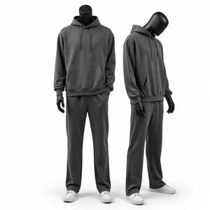 Survêtements décontractés à capuche grande taille, ensemble 2 pièces personnalisé, en molleton de coton épais, pour la course et le fitness, collection automne - Product Image 6