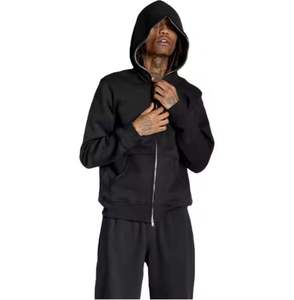 Sweat à capuche à impression graphique avec logo personnalisé pour hommes avec sérigraphie bouffante en mousse Sweat à capuche d'hiver à fermeture éclair complète avec couvre-visage - Product Image 1