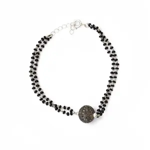 Black Bead <b>Bracelet</b> with Garnet Jade Pearl Sterling Silver Beaded Religious Jewelry Gift Gold Plated <b>Charm</b> or Bangles - Product Image 3