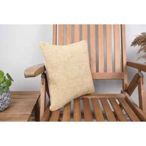 Beige Wool 14x14 Inch Patchwork Pillow Luxury Vintage <b>Fluffy</b> Farmhouse Rustic Accent for <b>Bedding</b> Floor Portable Woven Technique - Product Image 2