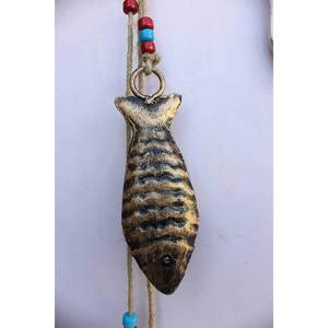 Antique Finish 78 cm Length Recycled Iron <b>Fish</b> Bells Hanging String Vertical Pattern Rustic Design Bronze Color - Product Image 3