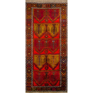 Alfombras de Lana Anudadas a Mano Nuray en Rojo y Naranja con Patrón Geométrico Pae-4337 para Uso Doméstico - Product Image 1