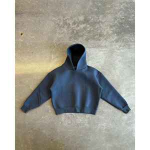 Logo personnalisé 600gsm thermique hommes sweat à capuche en polaire poids lourd coton goutte épaule surdimensionné Boxy Fit sweats à capuche sweats à capuche - Product Image 2