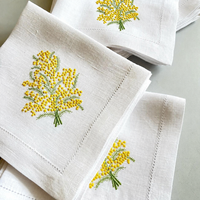 Serviettes de table brodées en lin/coton, modernes, carrées, réutilisables, avec broderie personnalisée (45x45cm) pour bar et banquet