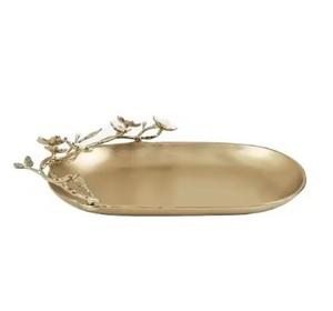 Plateau en métal de forme unique en aluminium fini or de haute qualité luxueux pour la décoration conception de tissage arrivée chaude - Product Image 4