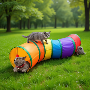 S Shaped Curved Cat <b>Tunnel</b> 130 cm Rainbow Pattern Pet <b>Play</b> Tube - Product Image 3