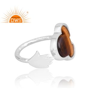 Anillo de piedras preciosas amarillas de ojo de tigre Natural de Plata de Ley 925, joyería personalizada para mujer, regalo para ella - Product Image 4