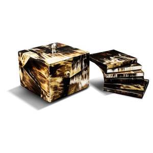 <b>Set</b> <b>Of</b> <b>6</b> Dining Table Ware Coasters Black Color for Home Hotel Wedding Party Square Shape Horn Stone Coasters - Product Image 1