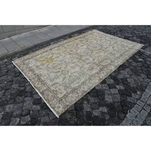 พรมตุรกีวินเทจขน9.2ft เบจสีน้ำตาลขนาด5.7 X ถักทอแบบแบนมีลวดลายปะติดสำหรับตกแต่งห้องนั่งเล่นหรือใช้ในห้องโถง - Product Image 3