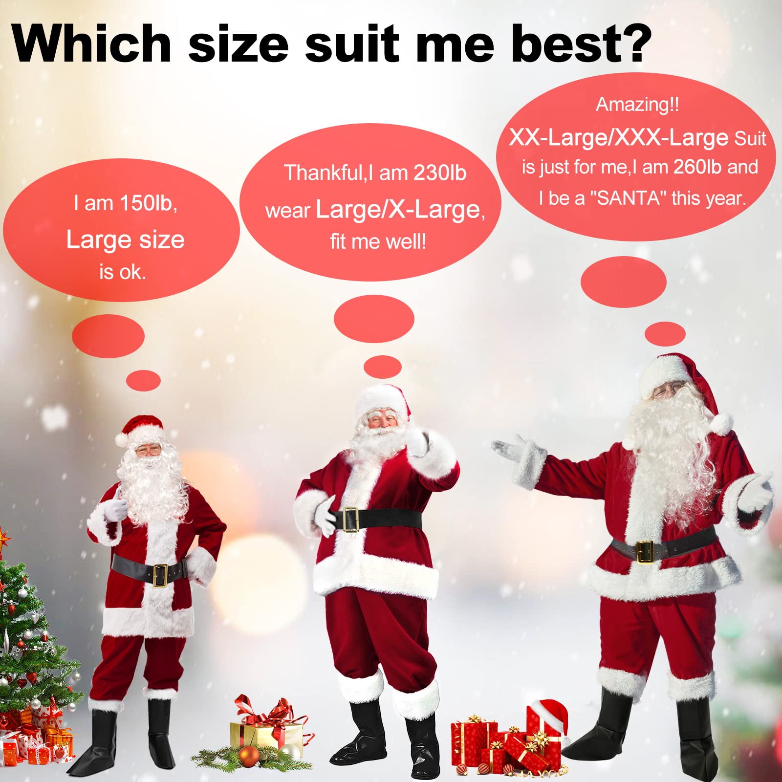圣诞老人豪华天鹅绒毛绒服装圣诞节日男圣诞老人服装成人套装| Alibaba.com, image size:1600x1600
