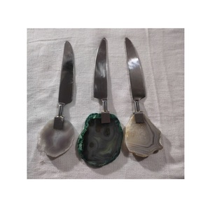 Ensemble de petites cuillères de couverts en agate les plus vendues avec vernis pour hôtel ensemble de couverts en acier inoxydable avec manche en agate à bas prix - Product Image 5