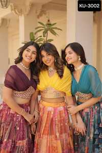 Robe de style moderne pour femmes et Lehenga Choli en soie taffetas avec un travail de broderie lourd et un dupatta fantaisie pour mariage - Product Image 6